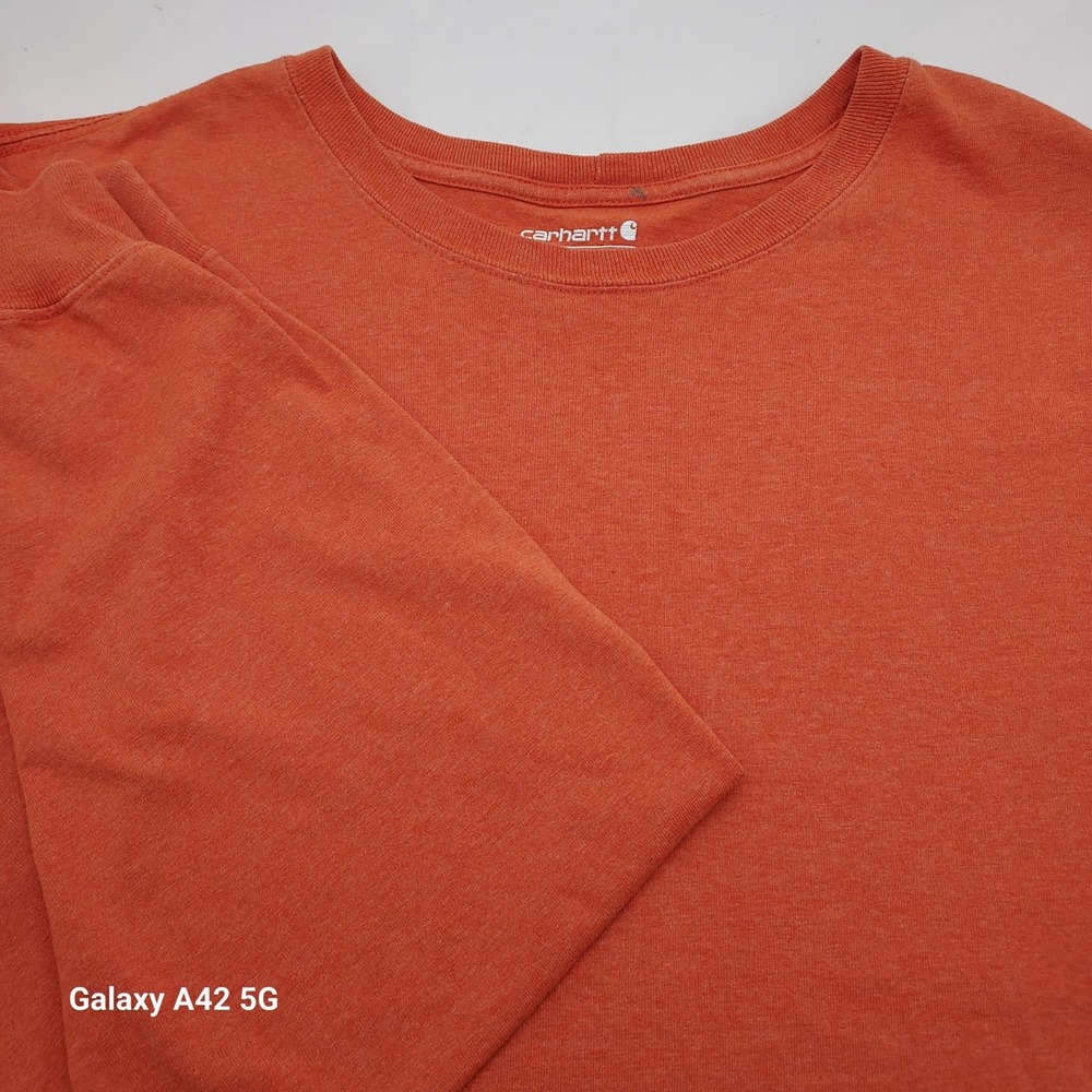 Carhartt Mens 3XL Tall Orange‎ Loose Fit Long Sleeve Logo Graphic T-Shirt K231